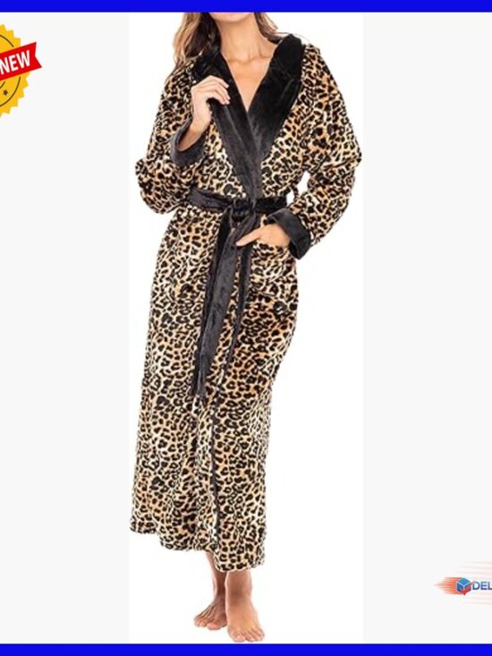 Other - Plush Fleece Robe Women's Long Hooded Bathrobe Plus Size Winter